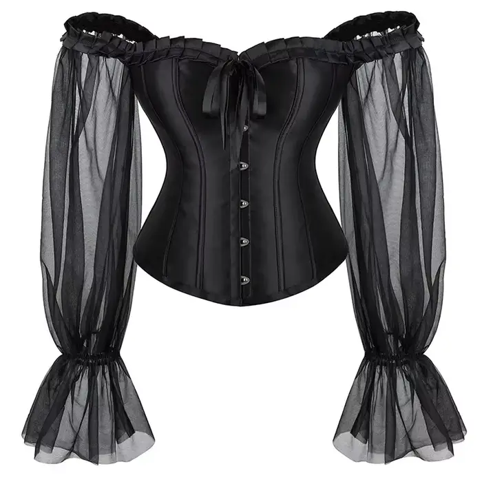 Femmes hors épaule haut Corset gothique Sexy surbuste Corsets gaine amincissante noir transparent à 