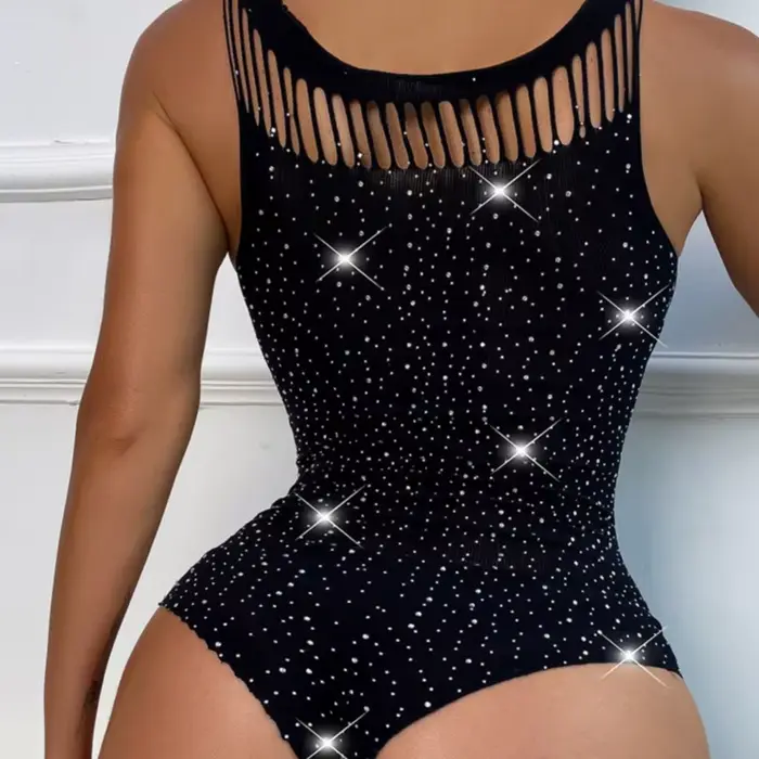 body čierna rybárska sieť s trblietavými kamienkami, Sexy spodná bielizeň pre ženy, letné priehľadný pletené kombinézy, pančuchy Porno