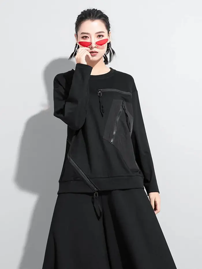 Amax luluE Designer européen femmes mode noir t-shirts dames lâche Punk t-shirts femmes décontracté 