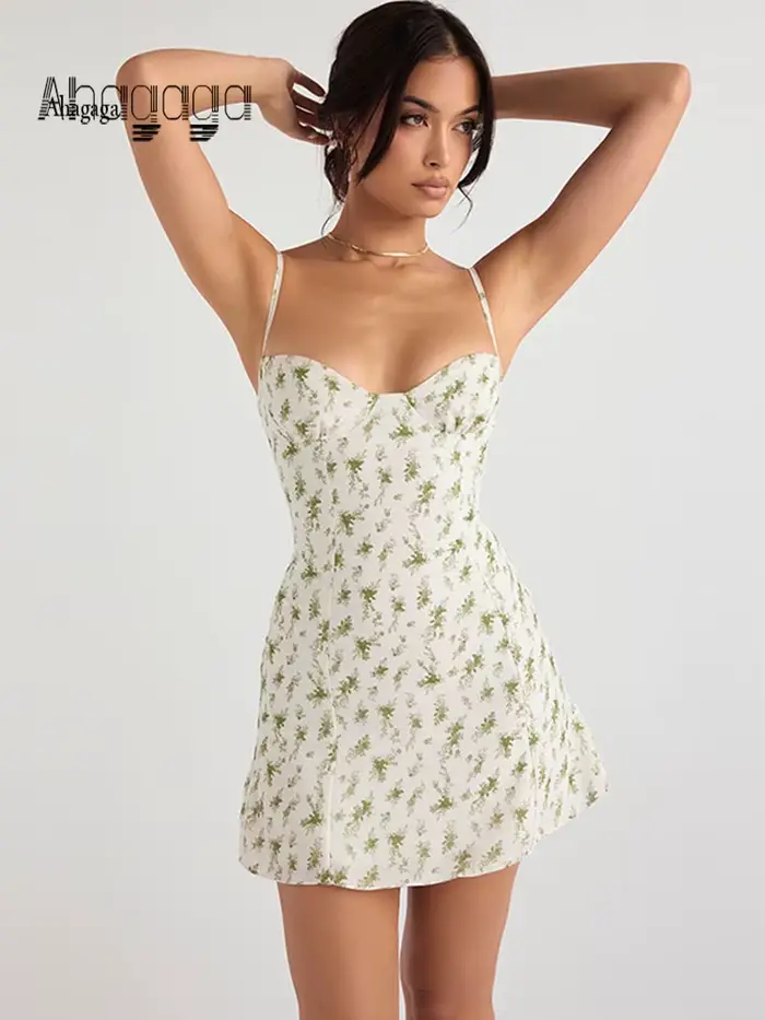 Ahagaga – Robe courte à imprimé floral pour femmes, Streetwear, décontracté et régulier, sans bretel