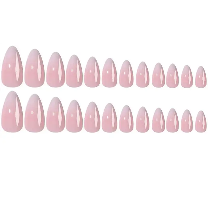 Faux ongles en amande dégradée blanche, 24 pièces, améliorez votre look, 1 lime à ongles et 1 Kit d'