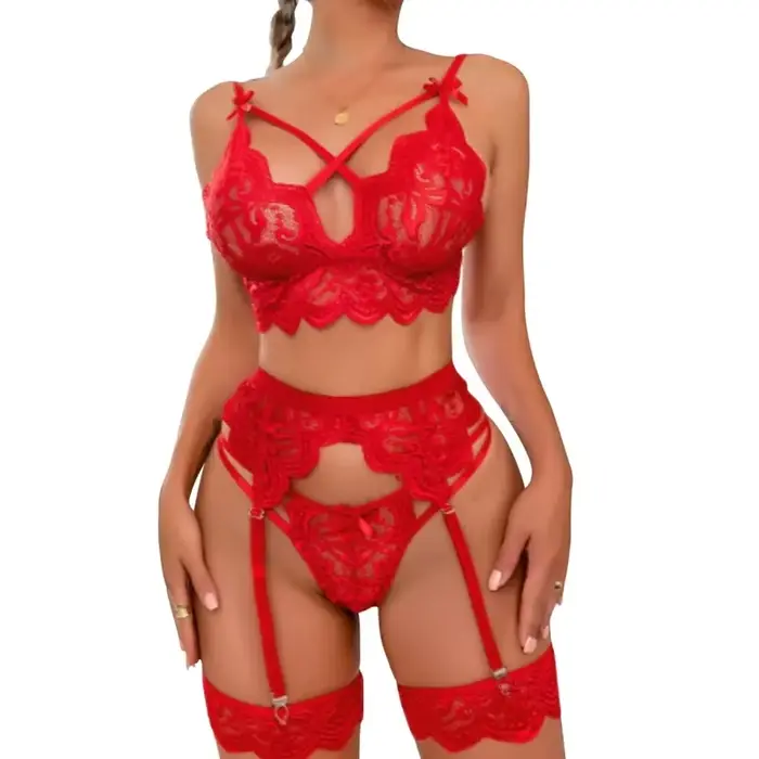 Ensemble de lingerie sexy en dentelle florale pour femme, soutien-gorge transparent à bretelles et c