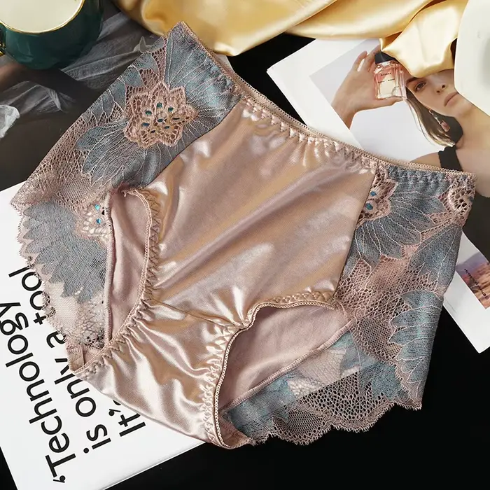 Sexy francúzsky štýl Dámske spodná bielizeň vysoko kvalitné luxusné čipky dámy bezšvíkové nohavičky polovice pása Dámske intímne spodná bielizeň nohavičky