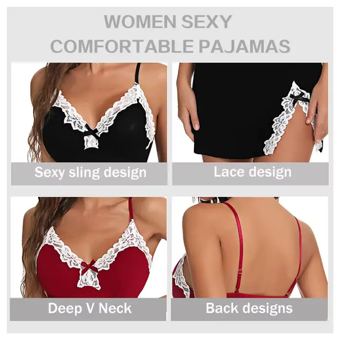 Sexy čipka nočná košeľa pre ženy elegantný a pohodlný štýl špeciálna príležitosť letná noc polyester elastan pletené bez rukávov V-neck