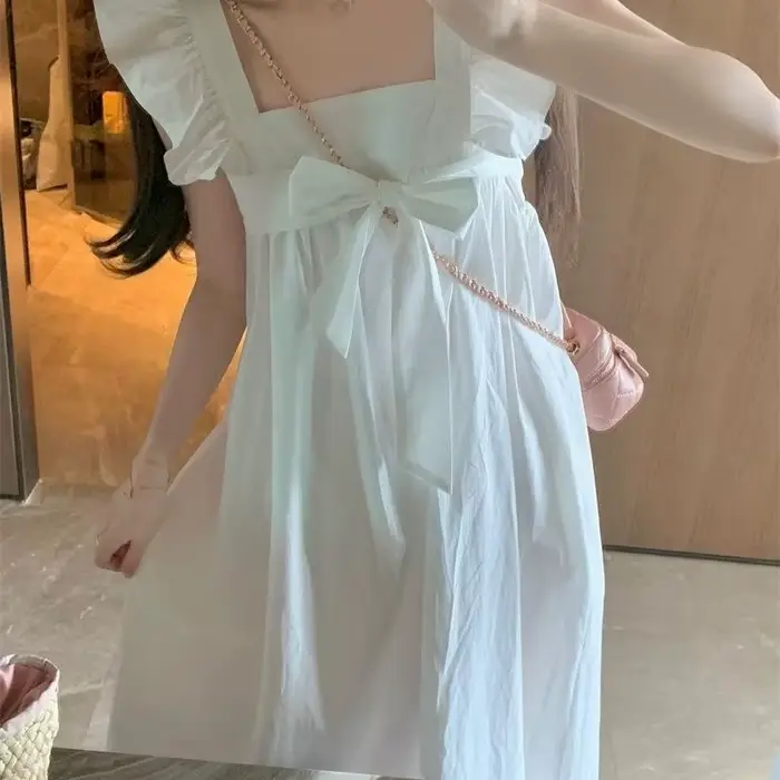 Robe Maxi à Manches Volantes pour Femme, Tenue de Vacances Esthétique, pour Étudiantes, Ulzzang