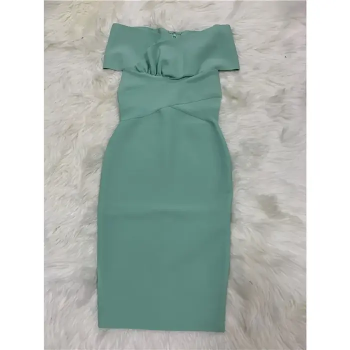 Moonccloset nové leto 5 farieb Sexy módne ženy holé ramená šaty zelené nočný klub večerné