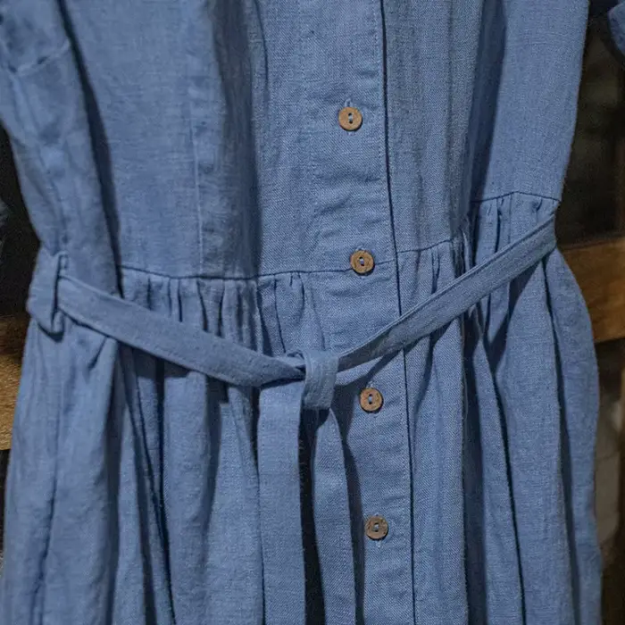 Retro bavlnená a ľanová dlhá šaty pre ženy