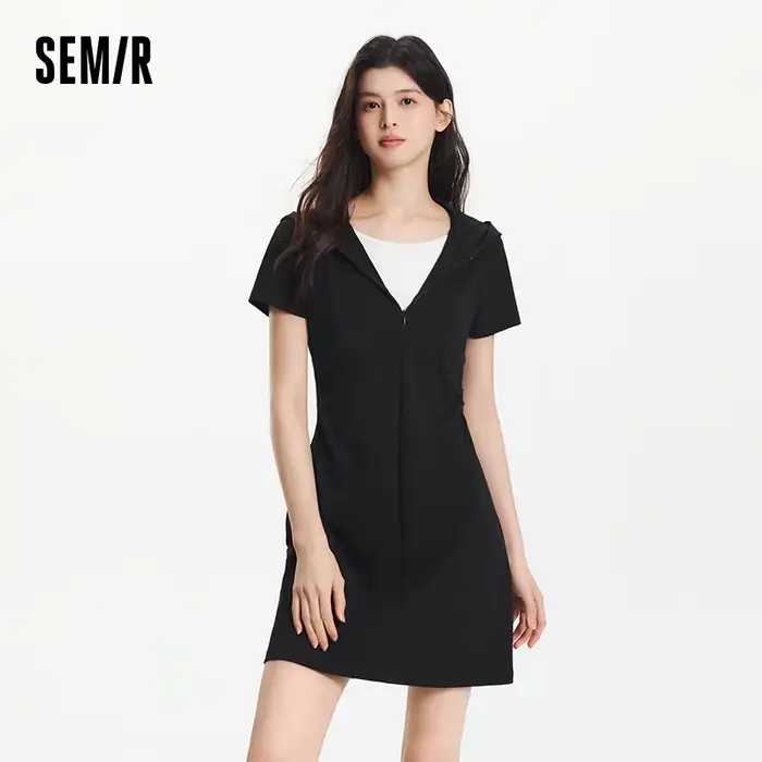 Robe Femme Semir à Capuche 2026 Effet Deux Pièces Coupe Ajustée Taille Plissée Style Urbain Décontra