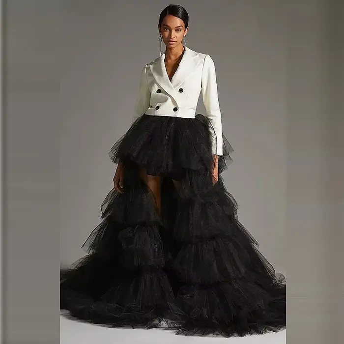 Jupe en tulle noir pour femme, superposée, asymétrique, pour mariage, mariée ou anniversaire