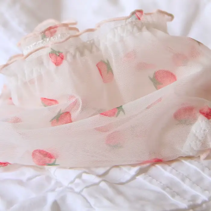Culottes en dentelle Pure Desire Pink Sweetheart en élasthanne et nylon avec motif fraises et nœud détachable pour adolescentes occasions spéciales
