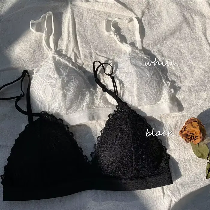Bezšvíková sexy UXST podprsenka z polyesteru a nylonu, trojuholníkový strih, biela alebo čierna čipka pre špeciálne príležitosti pre ženy