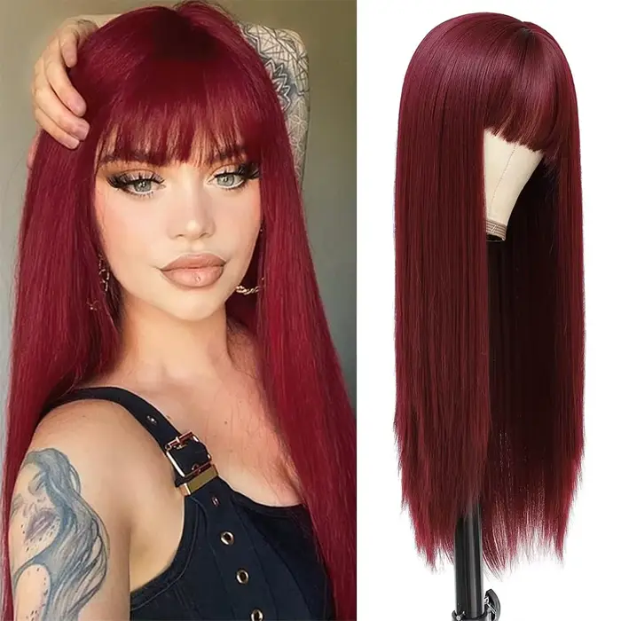 Parure Synthétique pour Cheveux Longs et Droits Densité Élevée Pour Halloween et Usage Quotidien