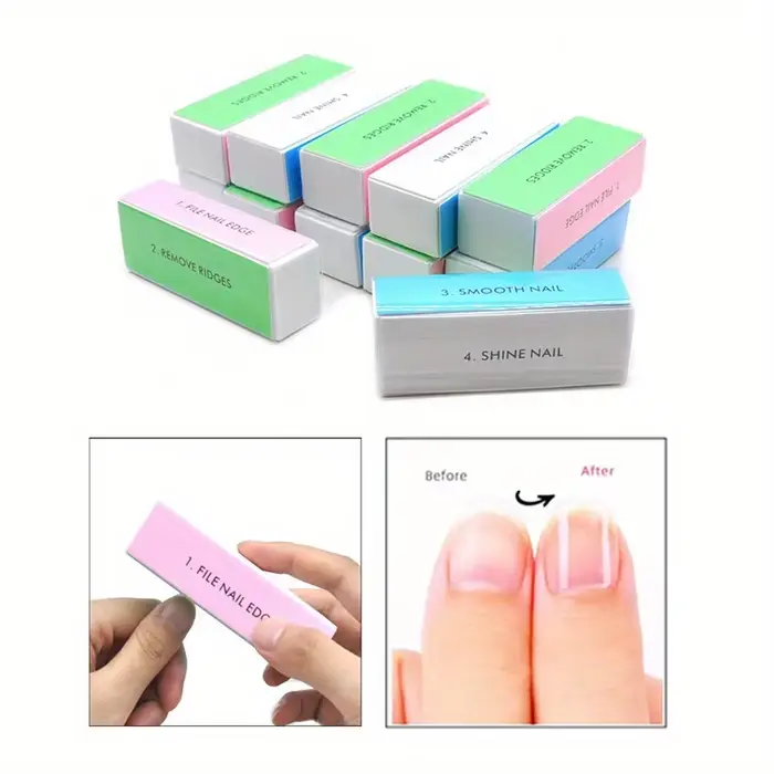 1/3/5 pièces/ensemble bloc tampon à ongles 4 voies bloc de polissage coloré brillant polisseuse lime