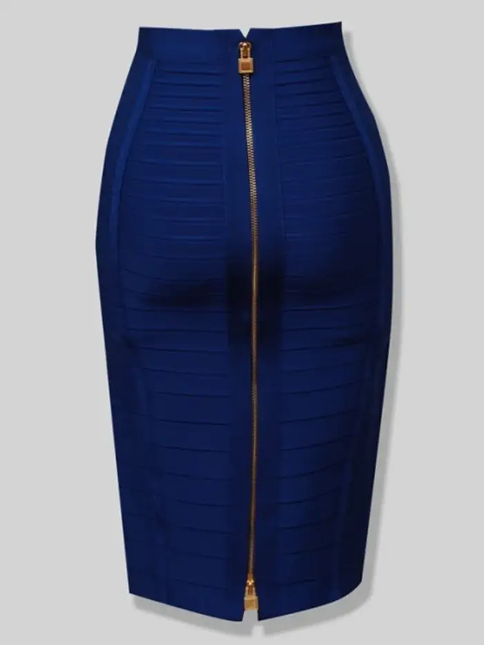 16 couleurs Sexy solide fermeture éclair Orange bleu noir rouge jupe de pansement femmes élastique m