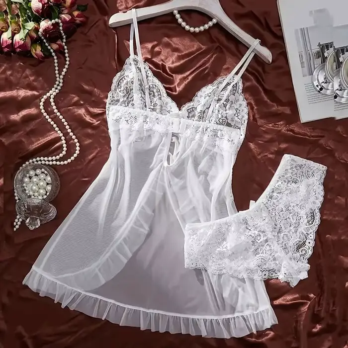nočná košeľa polyester a elastan vyšívané pre ženy zábavné a roztomilé štýl nočné set a nohavičky pre pokojné noci a odpočíval dni