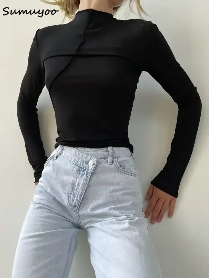 Summkoo-Dámske tričko Slim Fit s dlhým rukávom