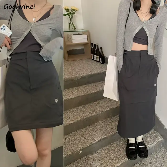 Jupes droites pour femmes avec poignées amovibles, design cargo, streetwear chic pour femmes, coupe 