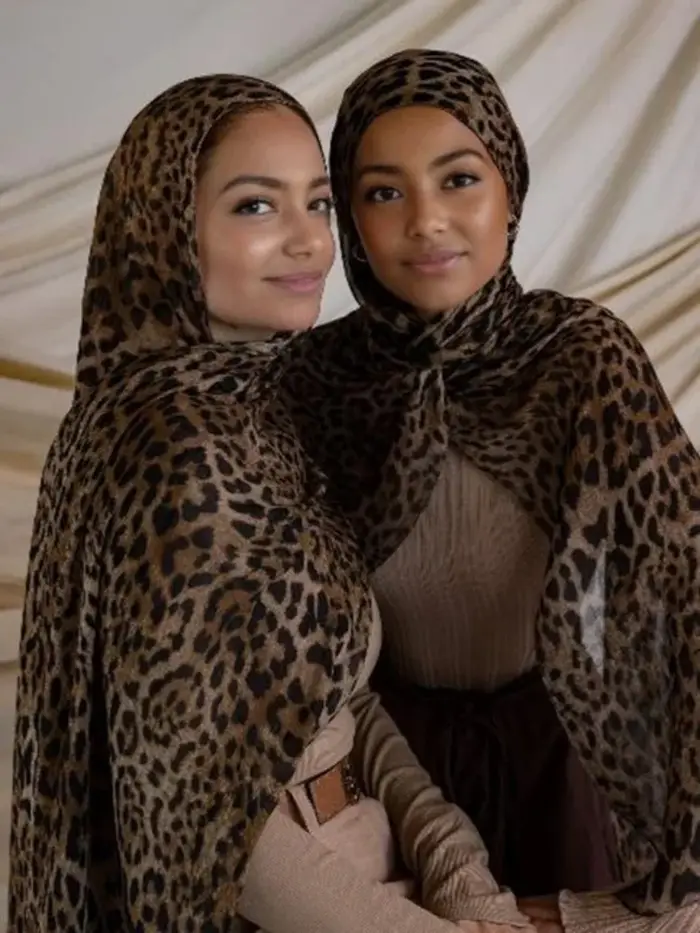 1 pièces Ramadan Hijab imprimé léopard femmes bohème aquarelle doux musulman Hijabs Floral respirant