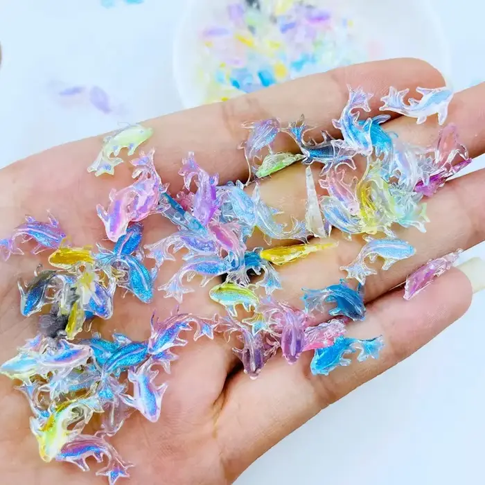 20 ks 3D Kawaii zmiešaná rybka z živice Nail Art dekorácie karikatúra ľad Priehľadné kamienky na nechty prívesky