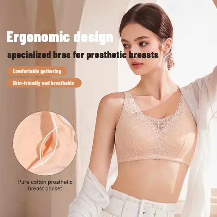 Soutien-gorge de mastectomie LERVANLA 2566 en polyester et élasthanne avec broderie solide pour femmes grandes tailles occasions quotidiennes et spéciales
