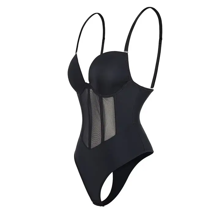 Dámske bez ramienok batérie oblek, body Shaper, kompresia, nahé späť, výčnelok, zoštíhľujúce spodná bielizeň, čierna, béžová, 1 kus, plus veľkosť