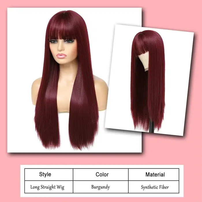 Parure Synthétique pour Cheveux Longs et Droits Densité Élevée Pour Halloween et Usage Quotidien