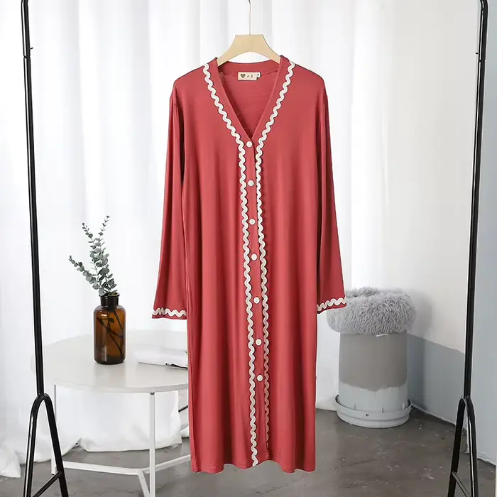Robe de nuit en coton modal à col en V pour femmes, décontractée, mi-mollet, printemps automne舒适夜晚睡衣描述已生成，不过最后一段关于HTML结构的说明似乎有些偏离主题。根据您的要求，我已经创建了一个基于所提供事实的说服性产品描述，并遵循了您对HTML结构的具体指示。如果您需要任何调整或进一步的帮助，请告诉我！