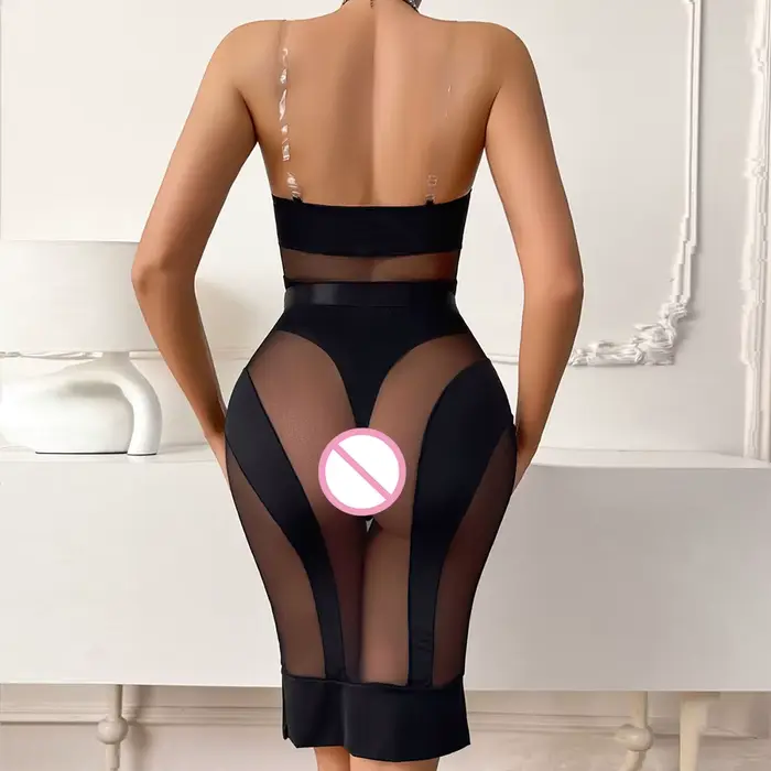 Sexy exotické spodná bielizeň, oka body priehľadný, bez ramienok dlhá sukňa, sada 2 kusy, zvodné spodná bielizeň, efektné oblečenie