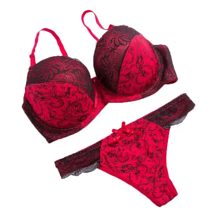 Ensemble de sous-vêtements féminins sexy en fibre de bambou et coton avec dentelle fleurie et soutien-gorge rembourré pour toutes les occasions