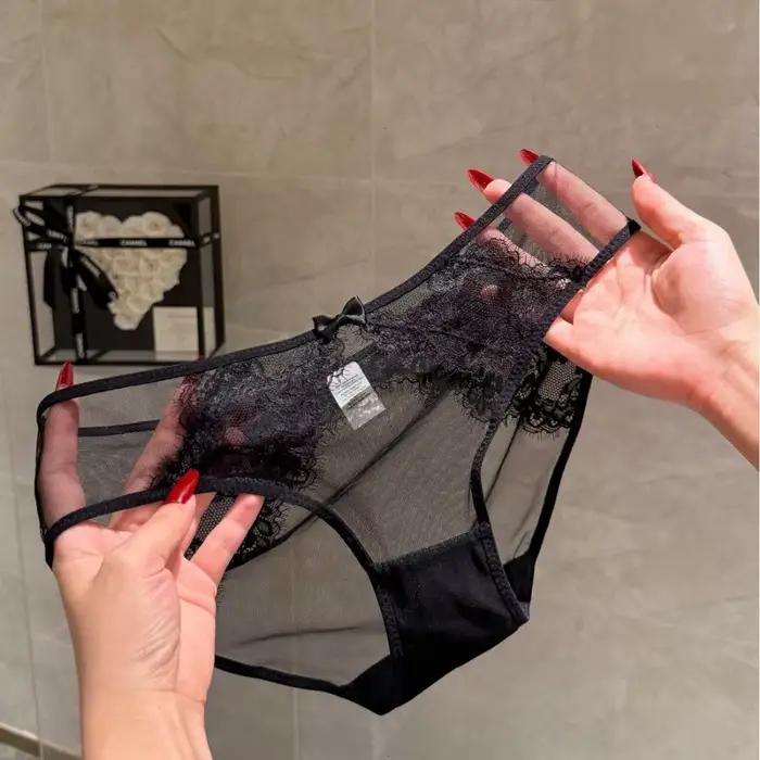 Culotte Triangle Femme Dentelle Transparente et Respirante Style Romantique Français Lingerie Sexy et Intime Pure Désir Occasions Spéciales