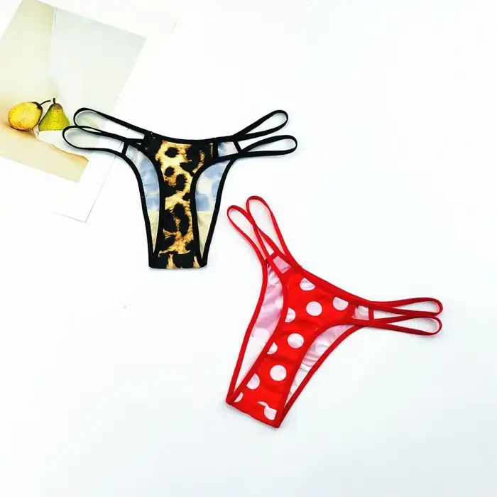 CamSolomon-tangá Leopard pre ženy, Sexy spodná bielizeň, nízky pás, tenké popruhy, bezšvíkový nylon, bohatší, 2 kusy v balení