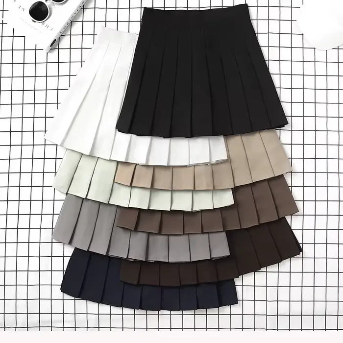 Jupe marron pour femmes, vêtements d'été, taille haute, Harajuku, Style coréen, Mini jupe plissée no
