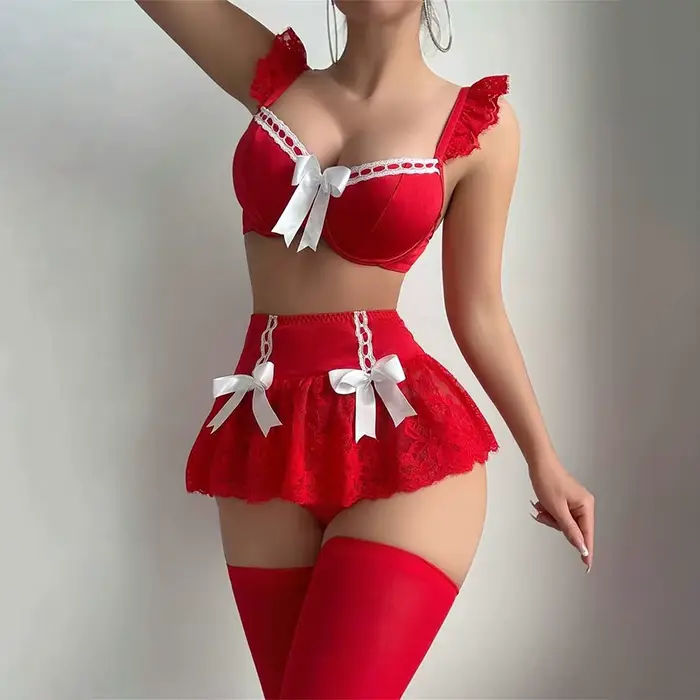Sexy čipkovaná podprsenka a sukňa set