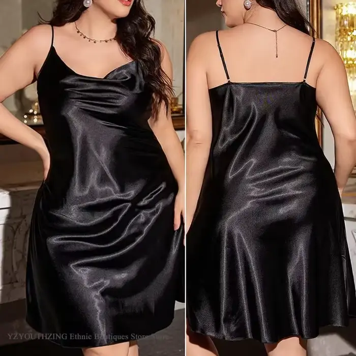 Ensemble de nuit en satin rayonne et ice silk pour femme, taille 3XL à 5XL, élégant et confortable pour toutes les occasions