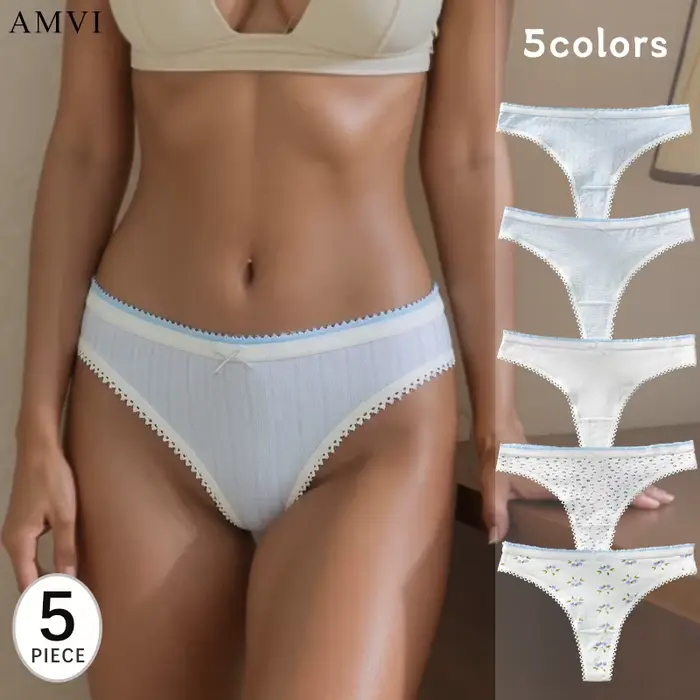 5 kusov Sexy bezšvové bavlnené dámske nohavičky motýlik módne roztomilé Garish priedušné dámy tangá Chic Bold Slim intímna žena