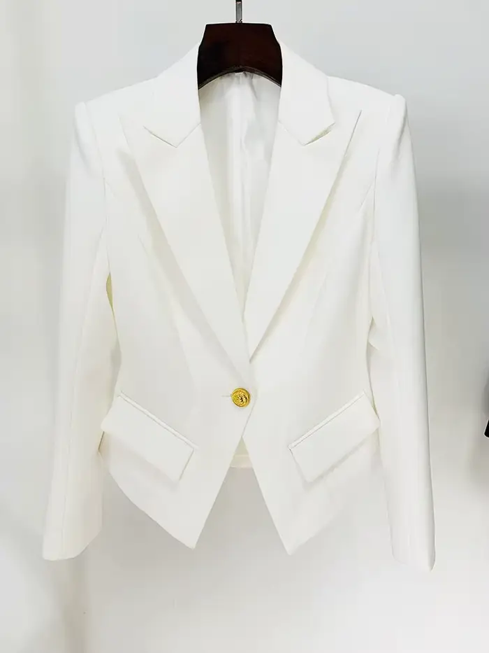 HIGH STREET Nouveauté 2026 Blazer de créateur pour femme, coupe ajustée, à bouton unique et revers