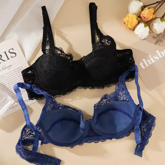 Sexy polstrovaná čipková podprsenka s tenkými podväzkami pre ženy veľké pohodlné veľkosti špeciálne príležitosti