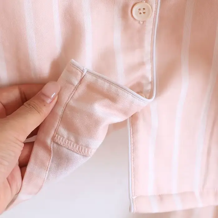 Ensemble pyjama 2 pièces pour couple, Style Simple rayé, couleur non imprimée, tissé, taille ample, manches longues, pantalon Long, automne