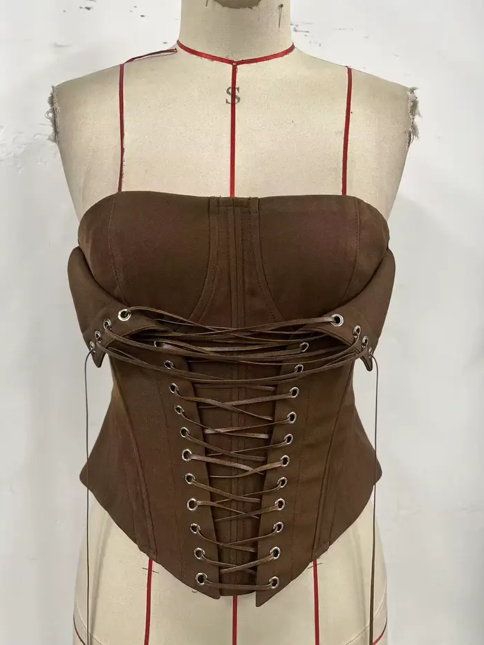 Corset en arête de poisson avec cravate en corde, Camisole Sexy sans bretelles, mode d'été, Bustier 