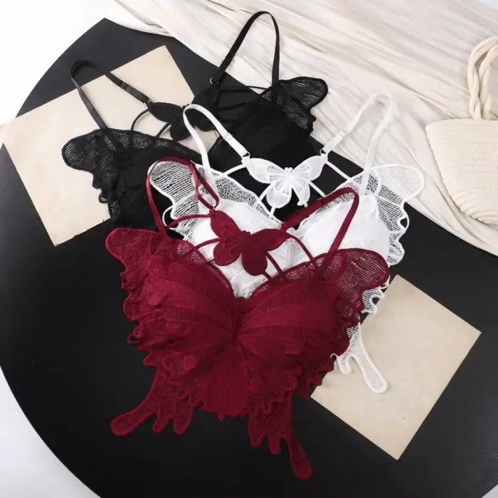 Soutiens-gorge papillon sans dos doux, coupe ajustée, rembourrés, en dentelle, camisoles, style coré