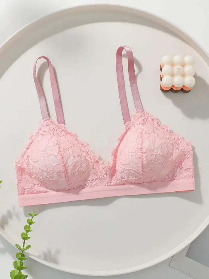 Nouveau soutien-gorge à armatures magnifique et élégant avec bretelles en dentelle rose réglables po