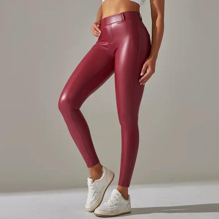 Dámske sexy PU kožené legíny Scrunch zadok
