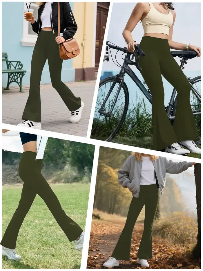 Pantalon évasé super doux pour femme, taille haute, effet ventre plat, legging de yoga et d'entraîne