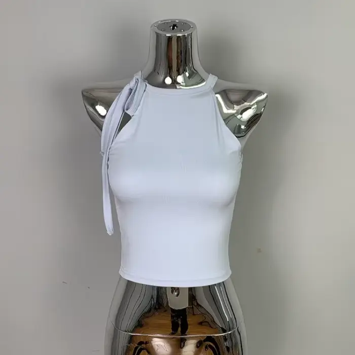 Dongdaemun – Camisole courte et Sexy pour fille épicée, épaules dénudées, débardeur à lacets, mode femme, couleur unie, haut court polyvalent