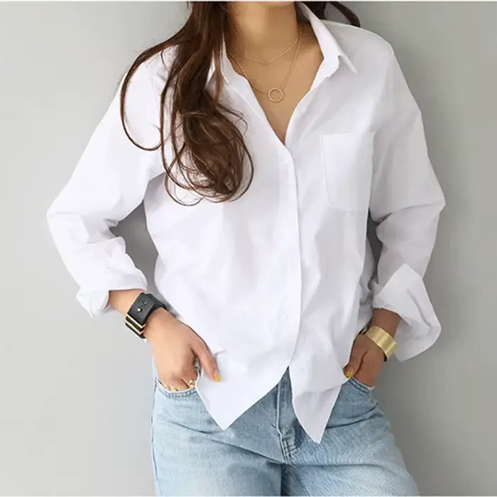 Bavlnená biela košeľa pre ženy Blusas Mujer De Moda OL Štýl voľný vrch dámsky s dlhým rukávom c