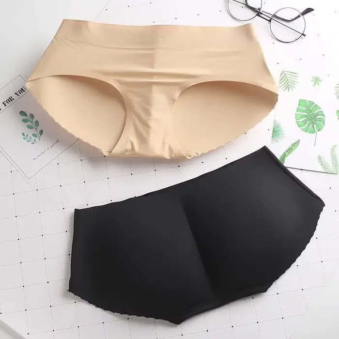 Culotte sexy taille moyenne pour femme avec rembourrage fessier, rehausseur de fesses et de hanches, sous-vêtement push-up sans couture