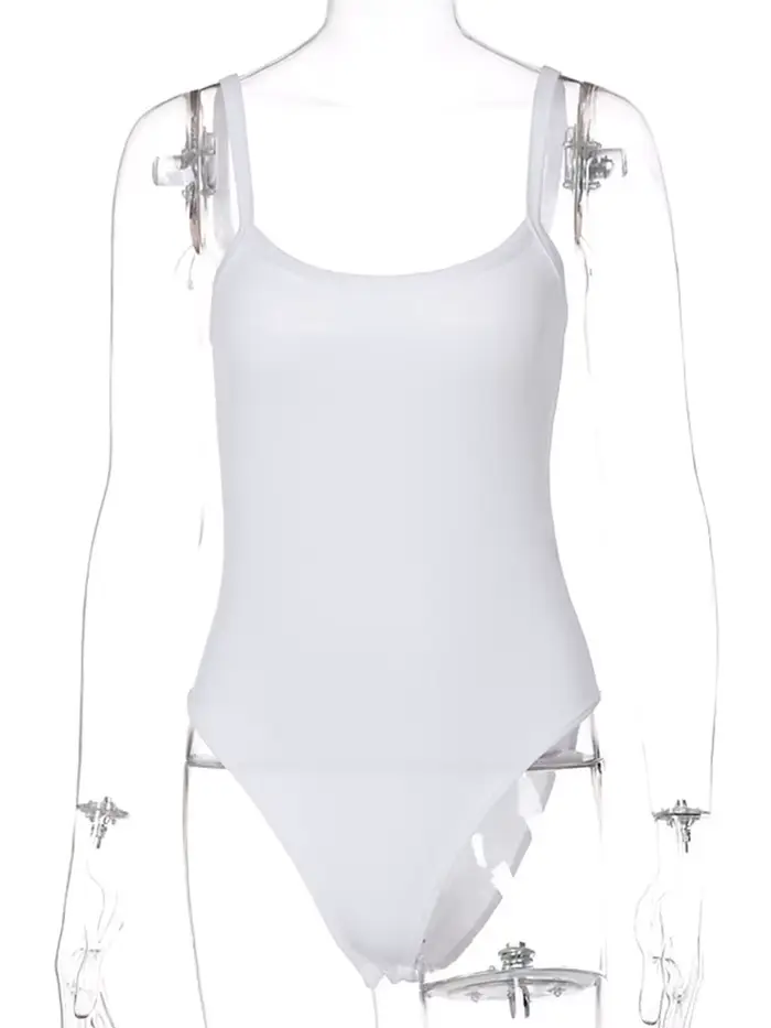 Pevný popruh obtiahnuté Sexy telo ležérne základné biele leto Body top pre ženy bez rukávov čisté