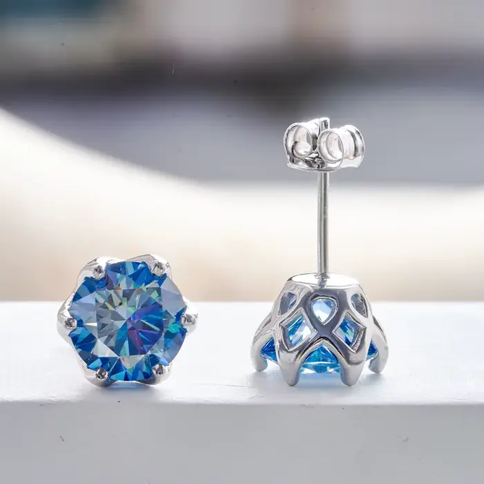 1/2/4CT VVS D farba Ruský brúsny Moissanit 8H8A Laboratórny diamant náušnice pre ženy S925