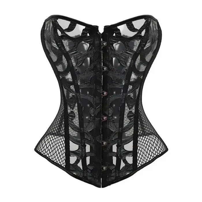Corset blanc Vintage gothique pour femmes, Bustier Sexy ajouré en maille à lacets, modelant le corps