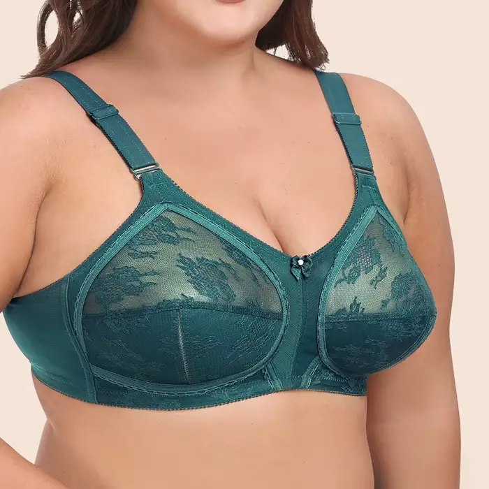 Ultra jemná podprsenka s plnými košíčkami veľká veľkosť BCDEFG bez drôtikov Sexy čipka priesvitná Polovičná